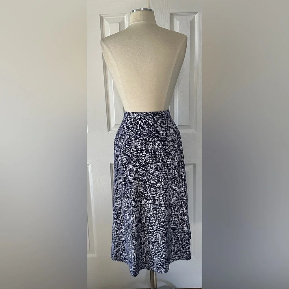 Hilary Radley Blue White Dot Elastic Waist Midi Skirt – Size L